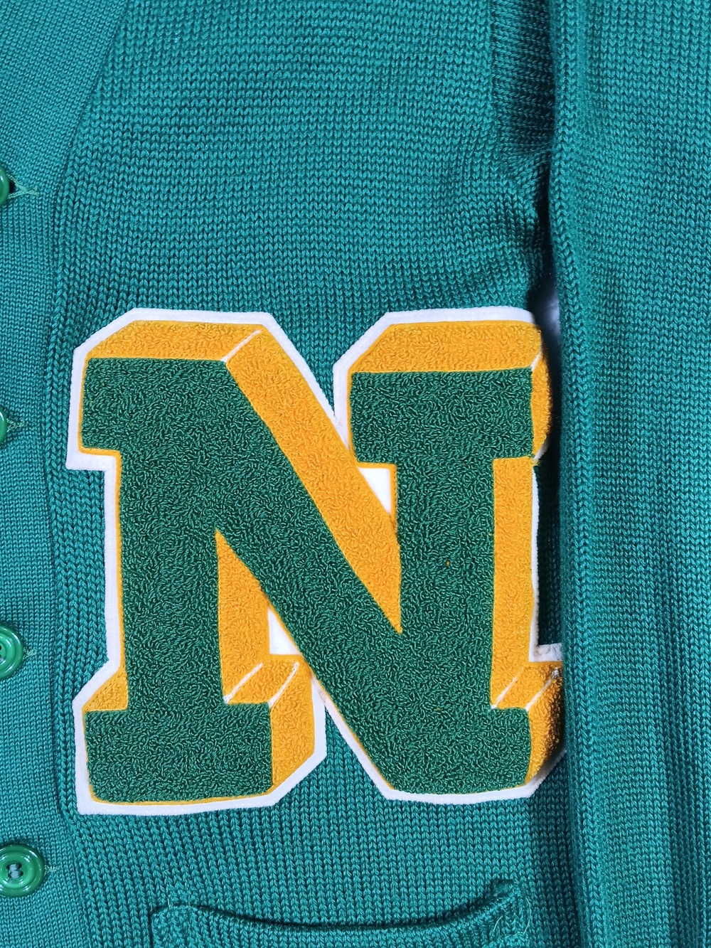 Vintage 50s Holloway Letterman Cardigna Mens 38 Kelly Green Chenille N Ivy - Picture 4 of 14